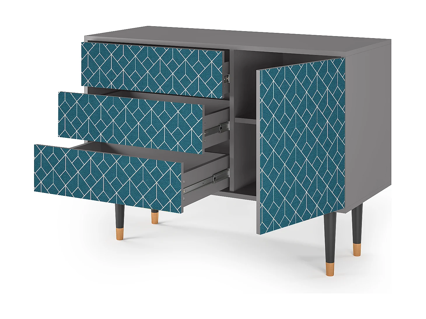 Sideboard - 115х84х41 cm - S3 - Turquoise Geometry, Grau