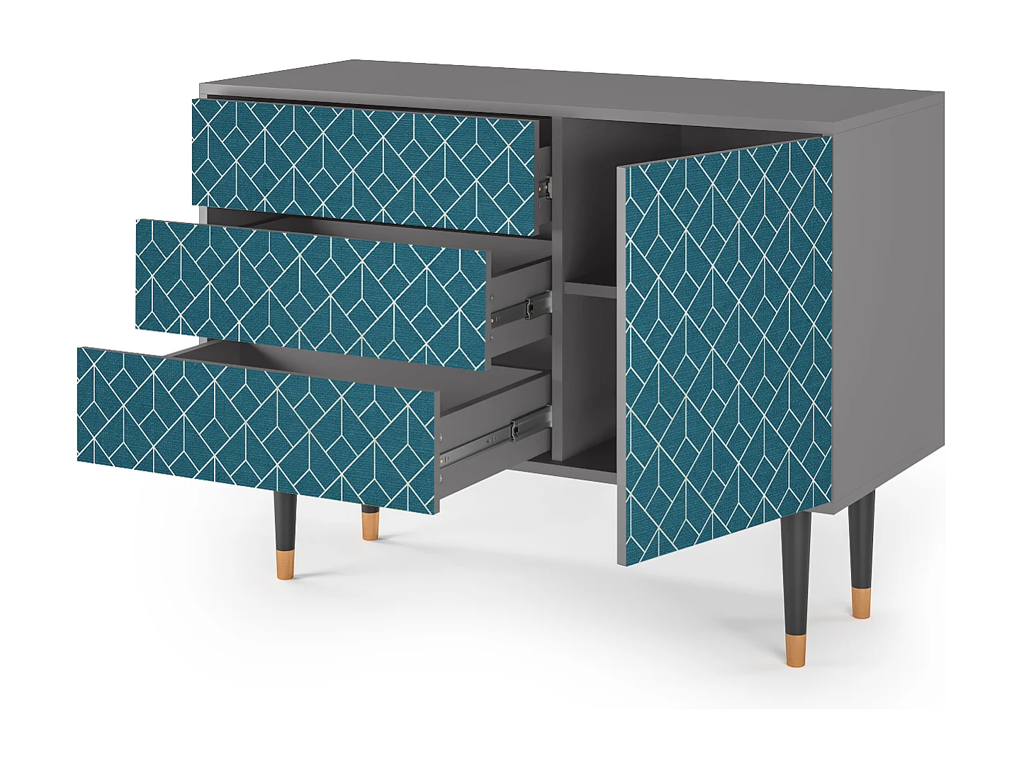 Sideboard - 115х84х41 cm - S3 - Turquoise Geometry, Grau