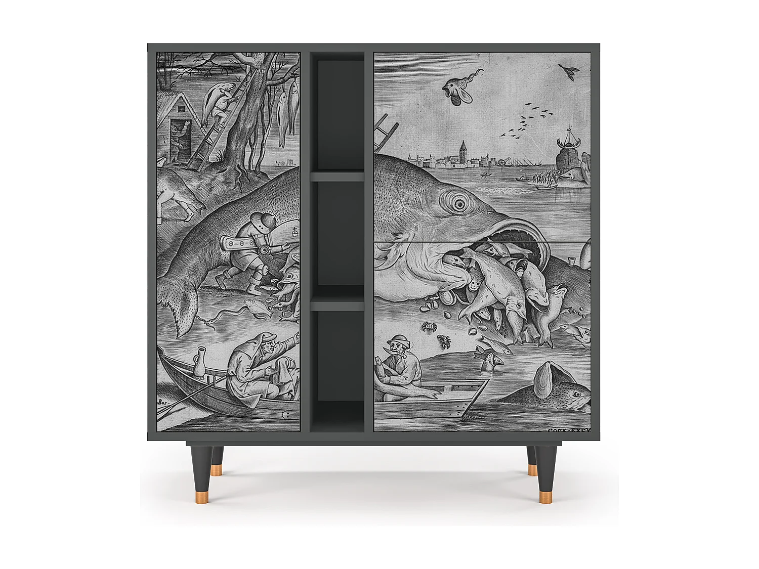 Kredens - 94х96х41 cm - BS5 - Big Fish Eat Little, Antracyt