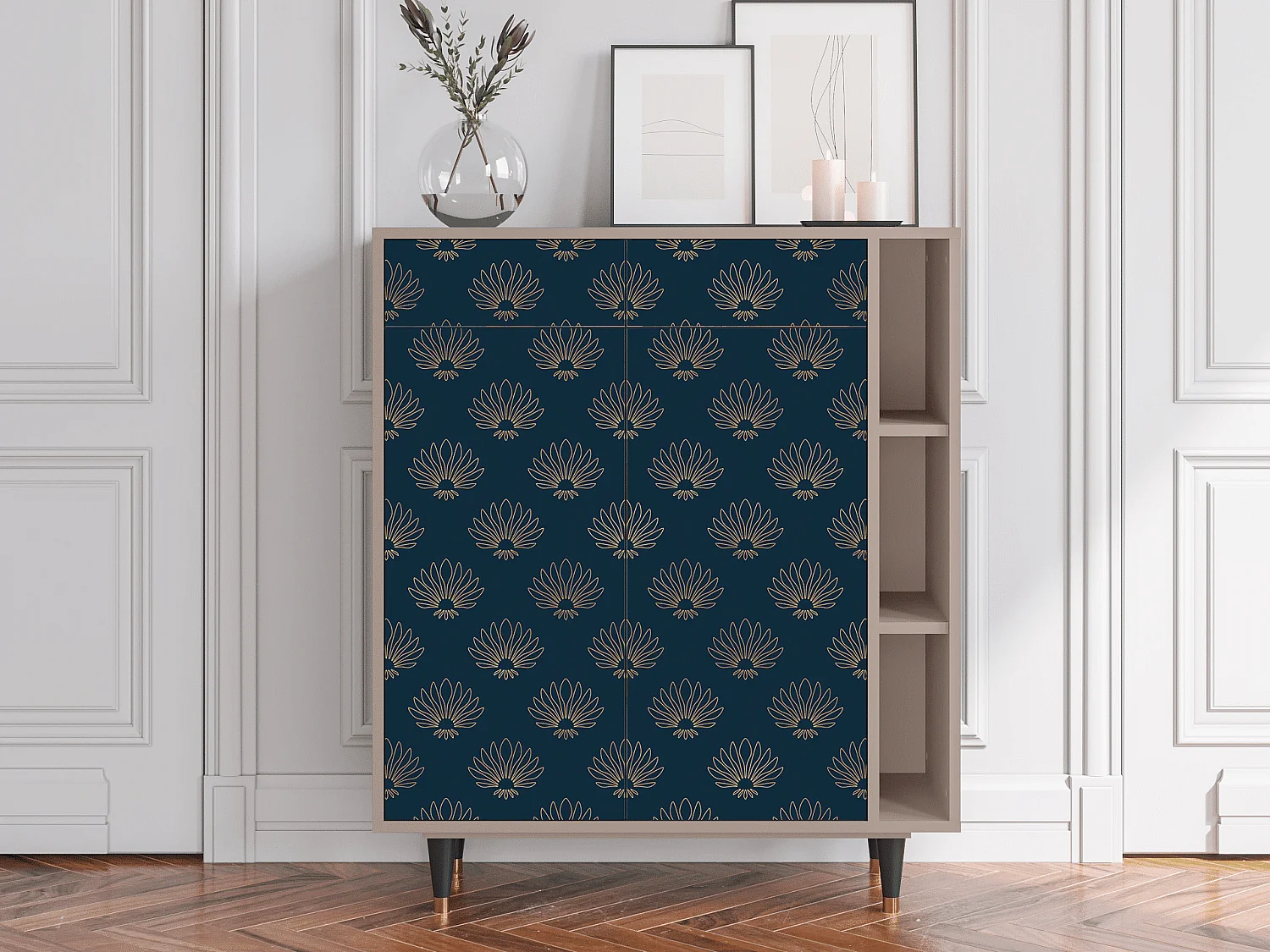 Kredens - 96х110х41 cm - BS6 - Blue Lotus, Latte