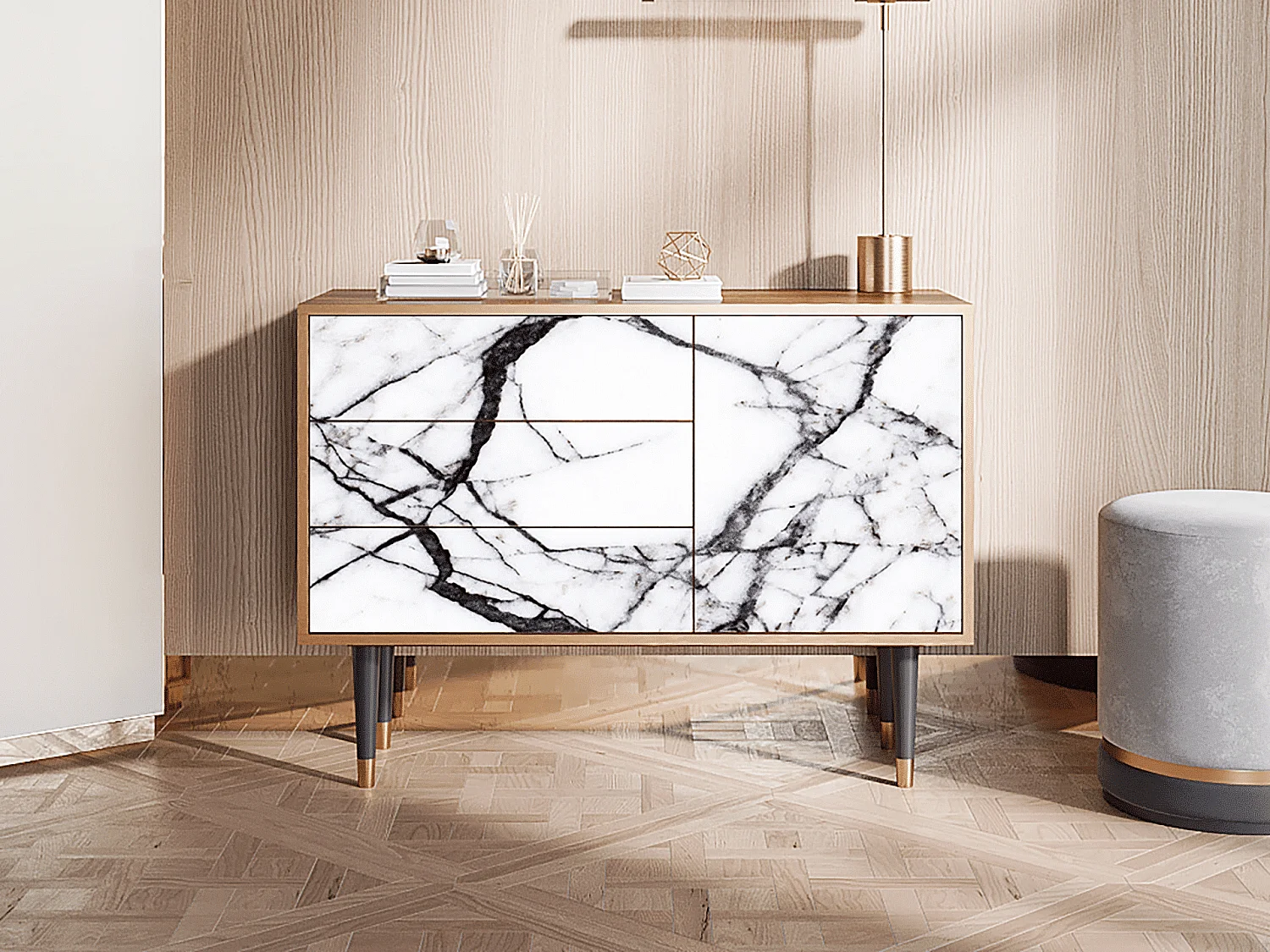 Buffet - 115х84х41 cm - S3 - Raven Marble, Noyer