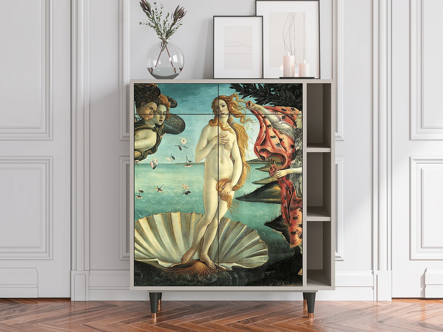 Kredens - 96х110х41 cm - BS6 - The Birth of Venus, Piaskowy