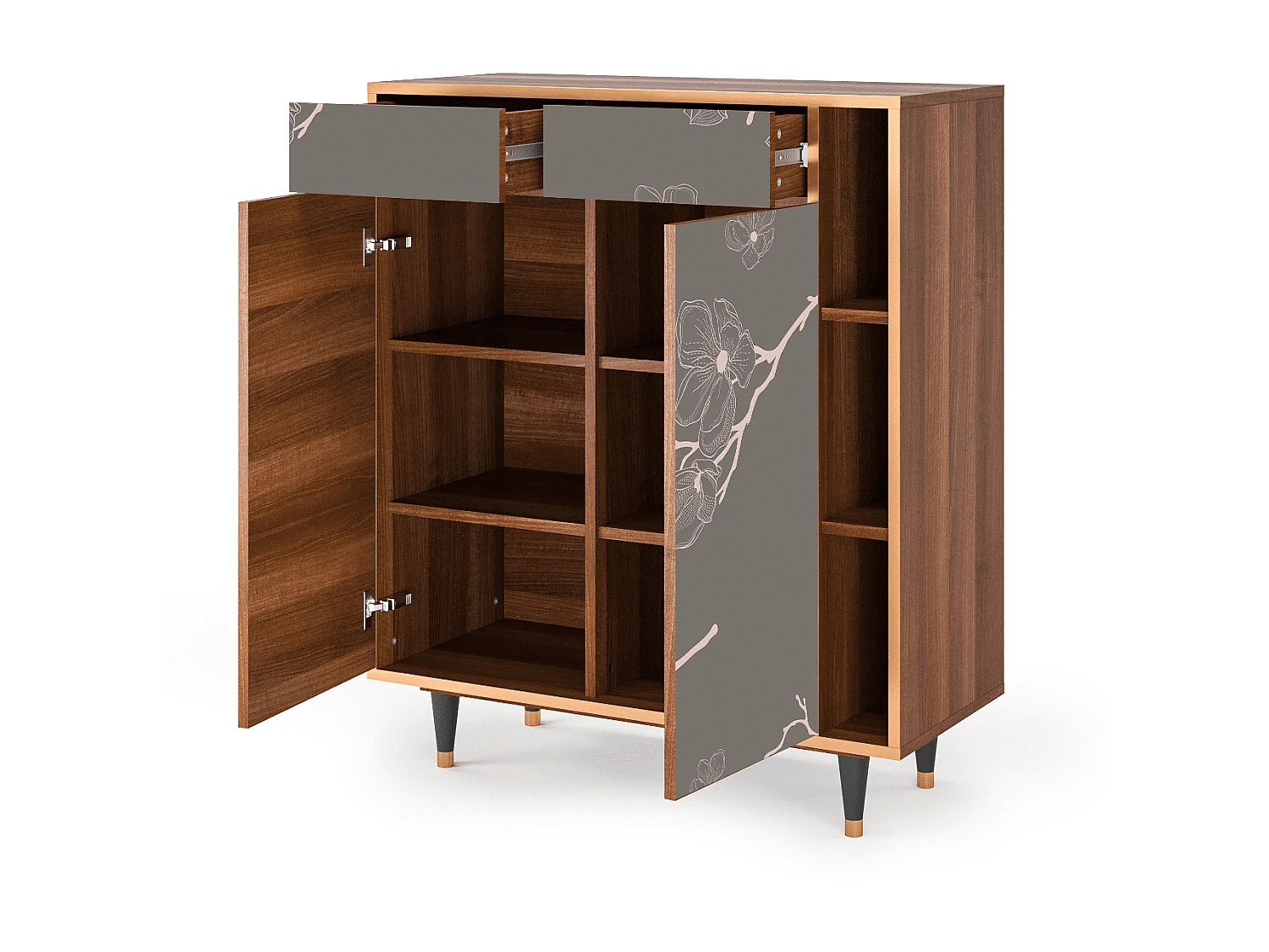 Dressoir - 96х110х41 cm - BS6 - Cherry Blossom, Walnoot