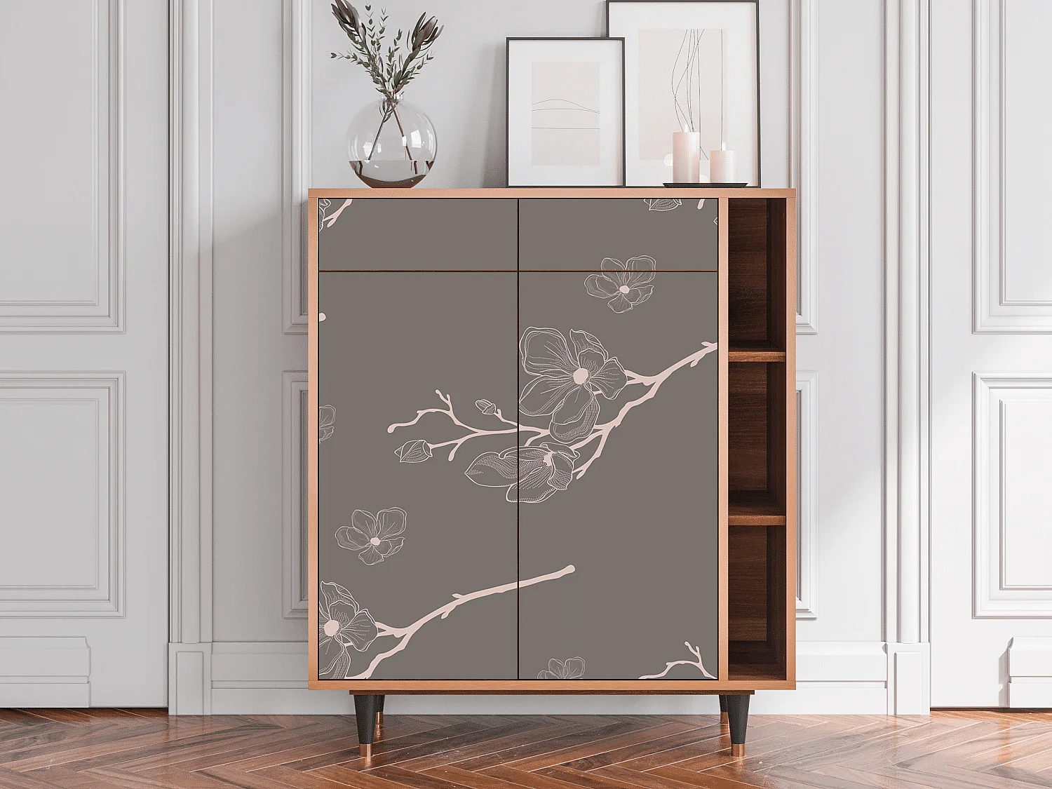 Kredens - 96х110х41 cm - BS6 - Cherry Blossom, Orzech