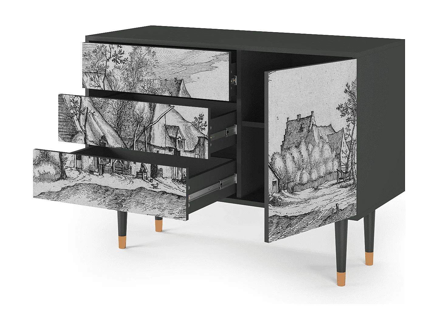 Credenza - 115х84х41 cm - S3 - Farms in a Village, Antracite