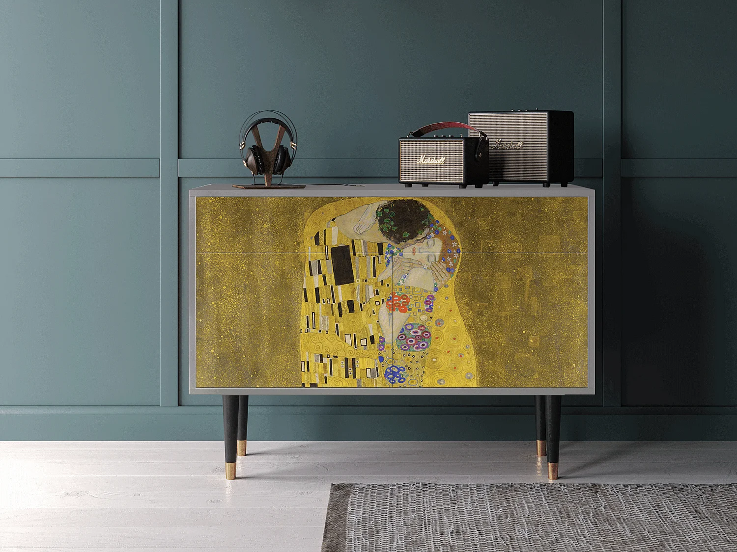 Kredens - 115x85x48 cm - BS4 - The Kiss by Klimt , Szary