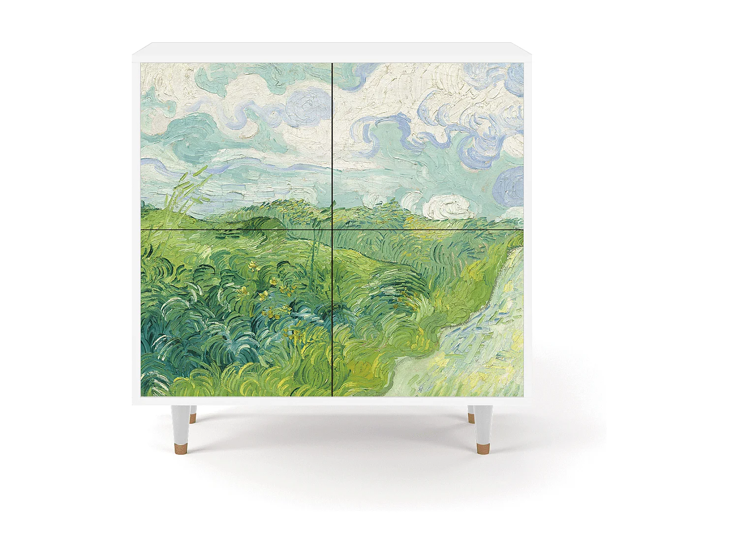 Kredens - 94x96x48 cm - BS3 - Green Wheat Fields, Biały