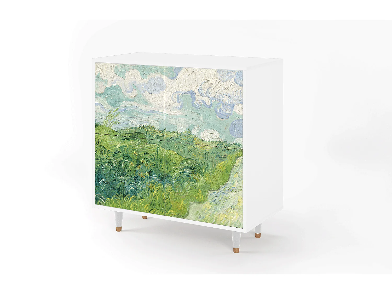 Kredens - 94x96x48 cm - BS3 - Green Wheat Fields, Biały