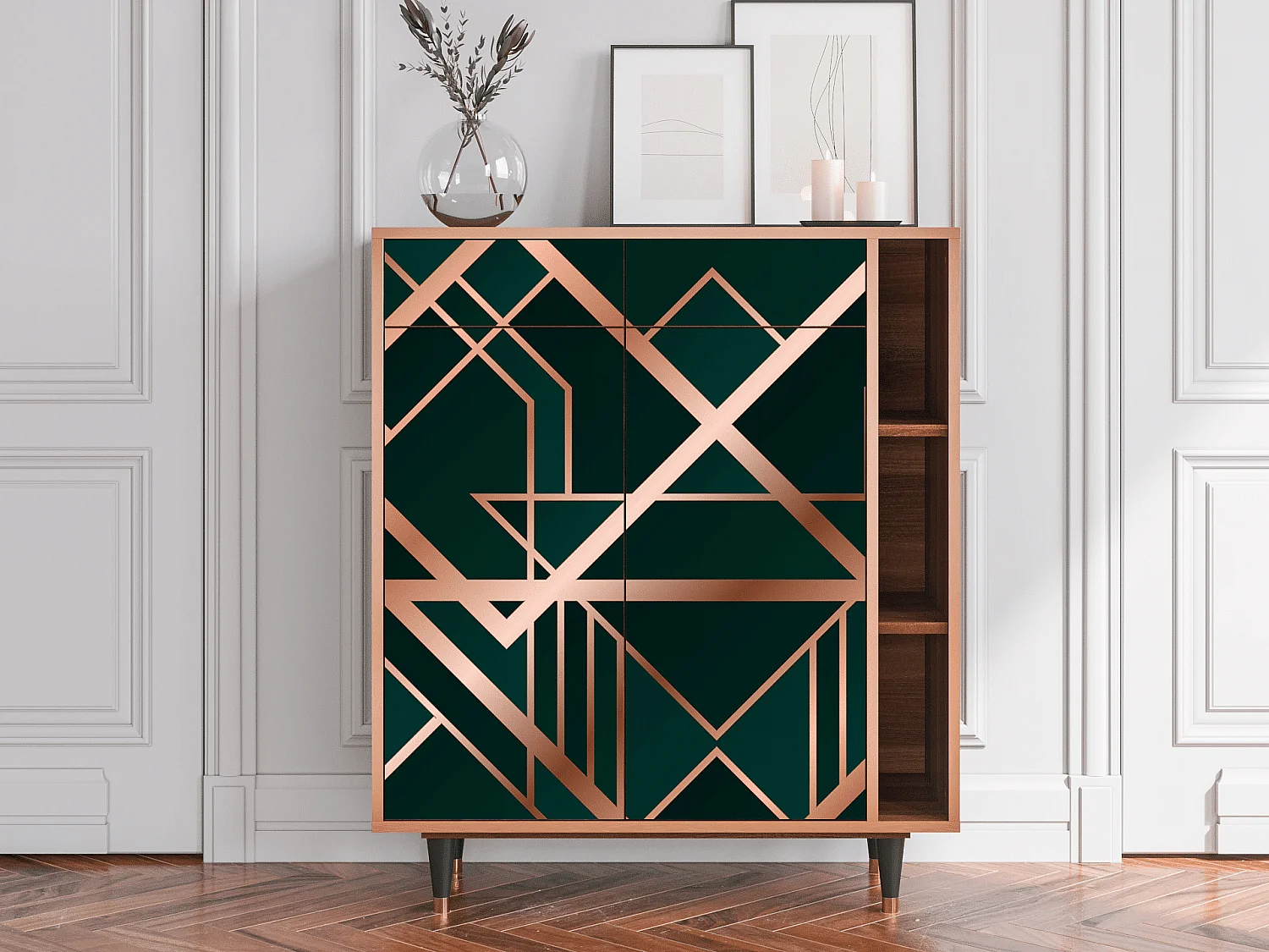 Kredens - 96х110х41 cm - BS6 - Emerald Gatsby, Orzech