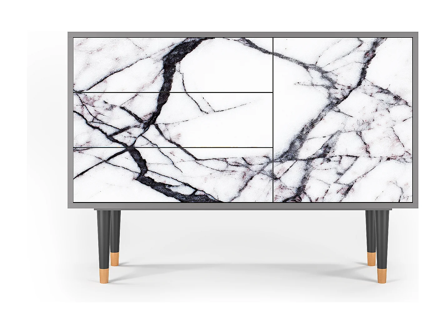 Kredens - 115х84х41 cm - S3 - Raven Marble, Szary