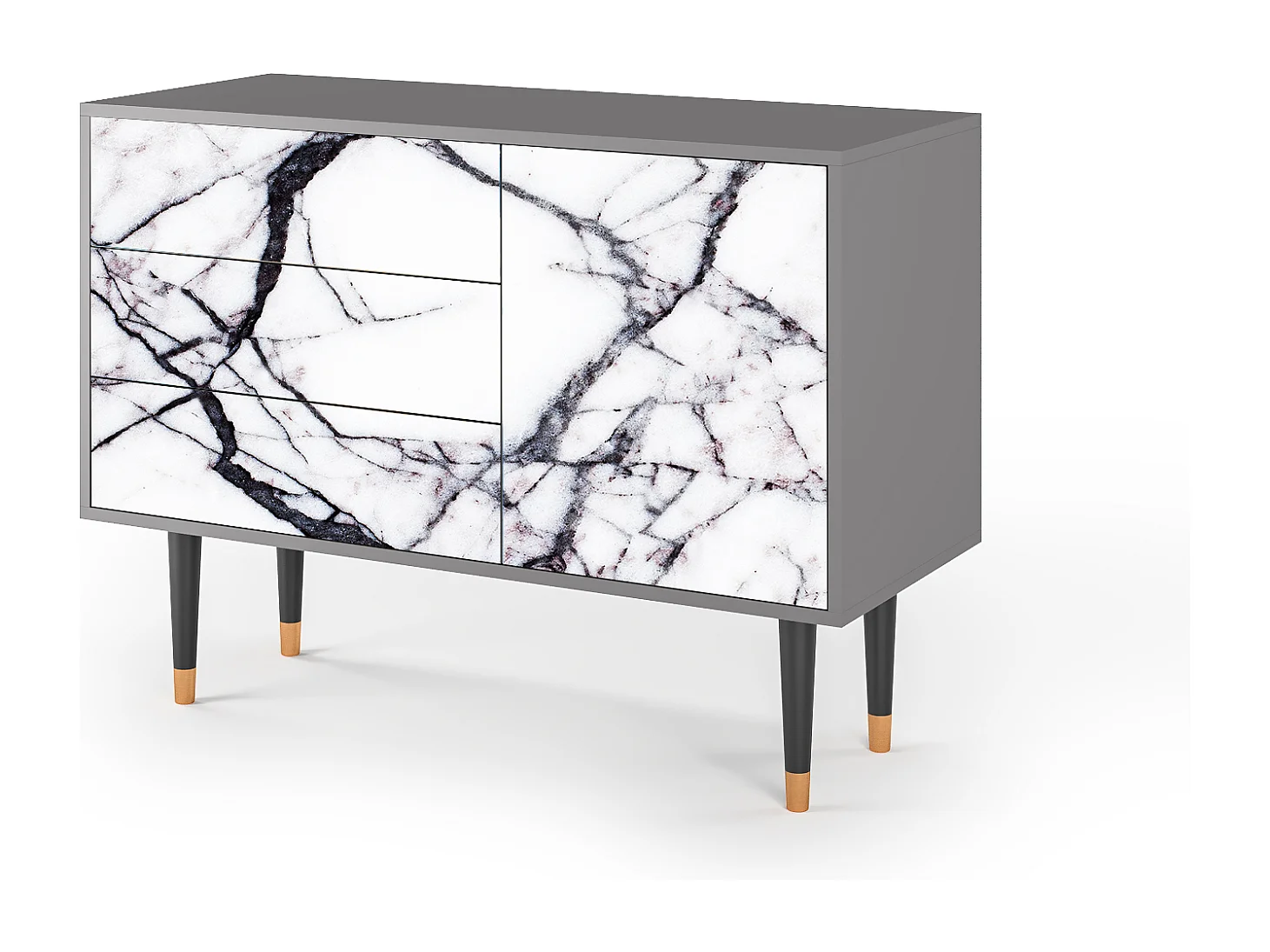 Kredens - 115х84х41 cm - S3 - Raven Marble, Szary