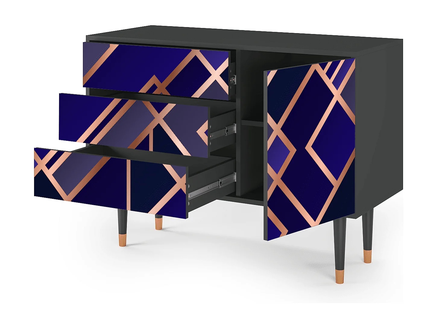 Aparador - 115х84х41 cm - S3 - Aquamarine Getsby, Antracita