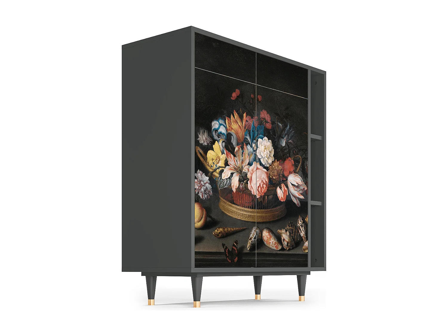 Credenza - 96х110х41 cm - BS6 - Still Life with Flowers, Antracite