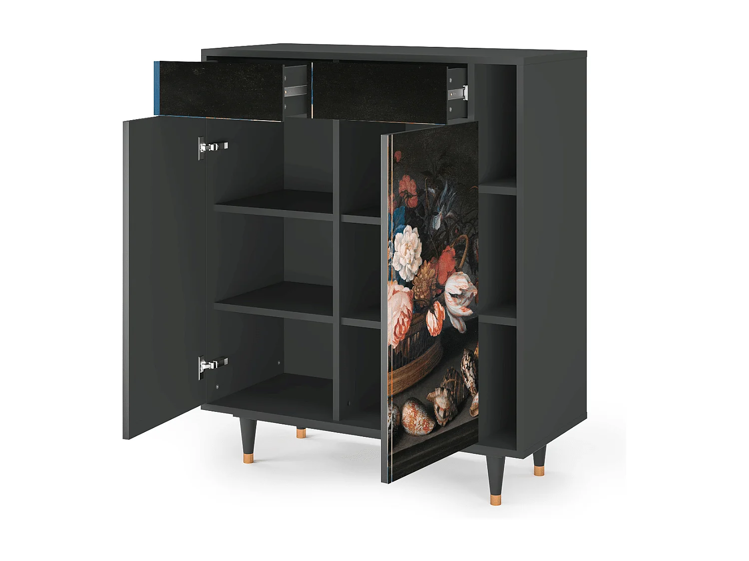 Credenza - 96х110х41 cm - BS6 - Still Life with Flowers, Antracite