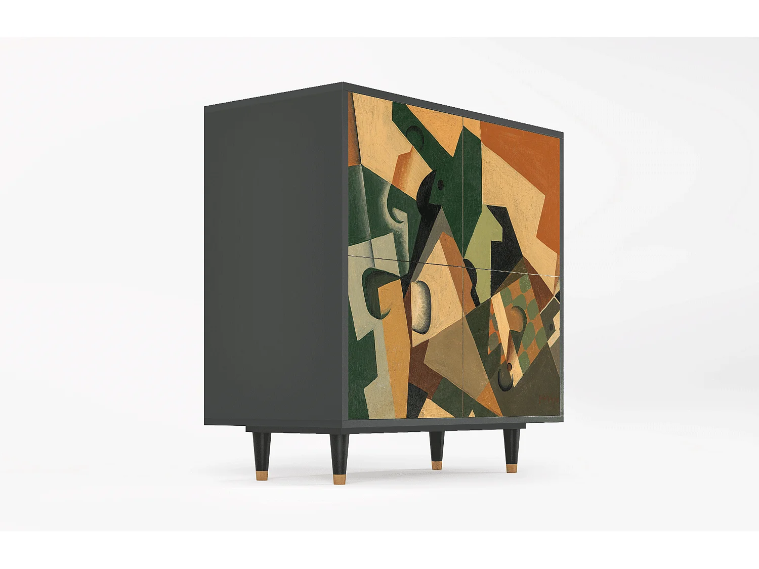 Credenza - 94x96x48 cm - BS3 - Glass and Checkerboard, Antracite
