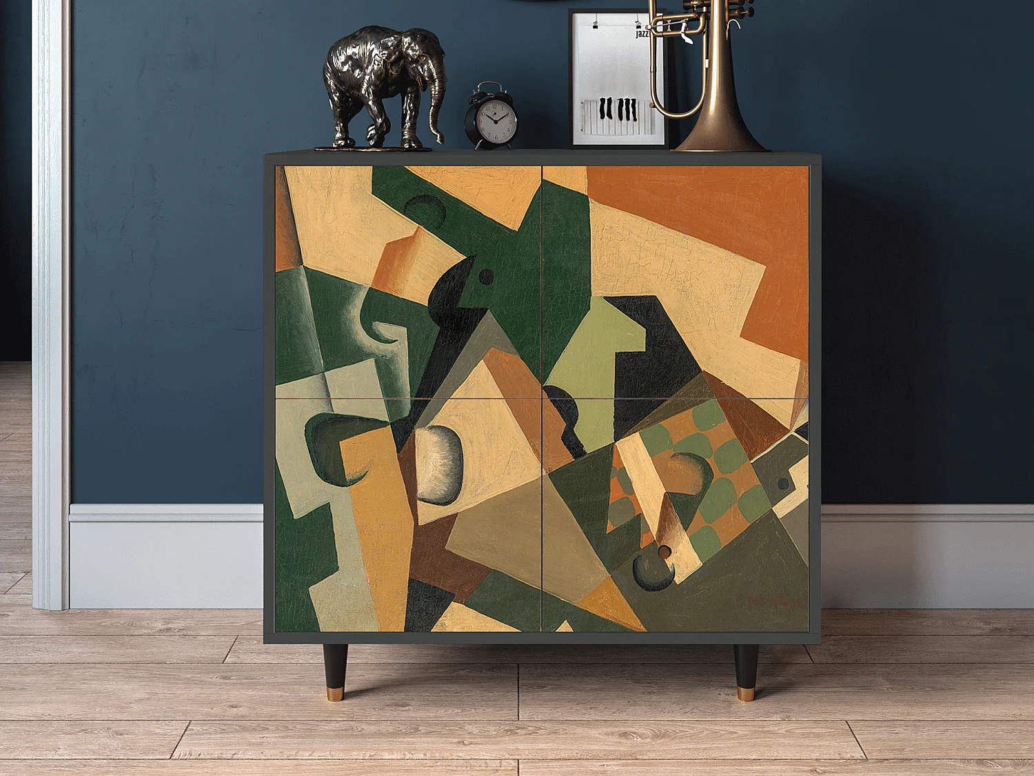 Credenza - 94x96x48 cm - BS3 - Glass and Checkerboard, Antracite