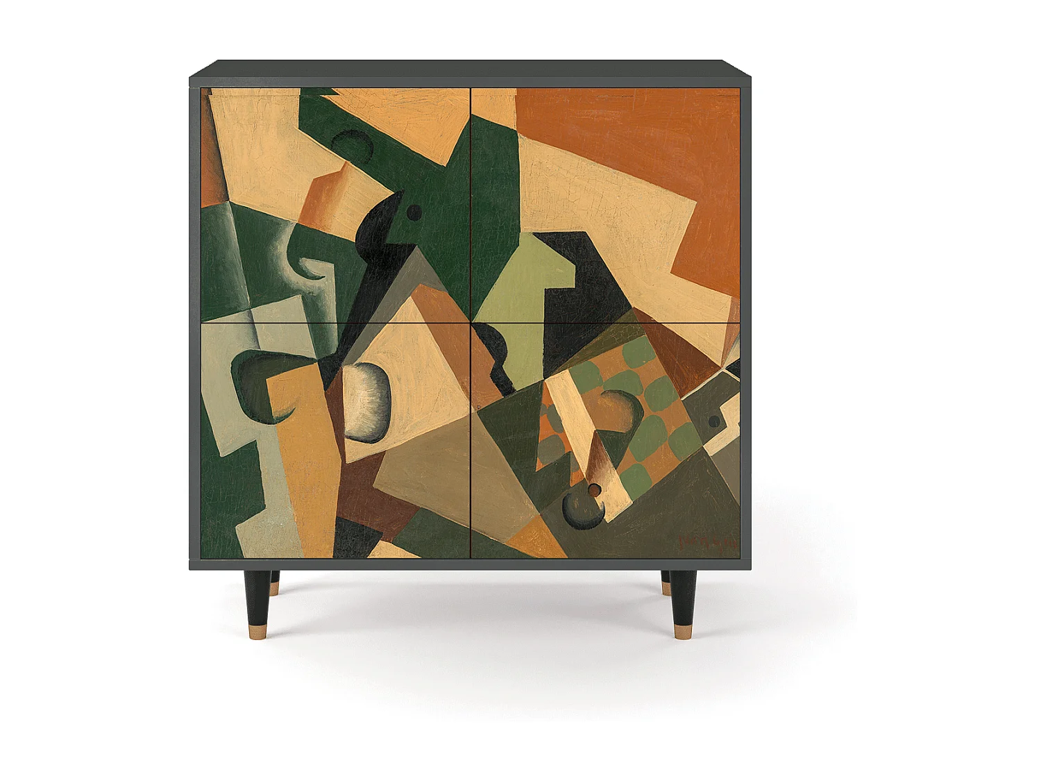 Sideboard - 94x96x48 cm - BS3 - Glass and Checkerboard, Anthrazit