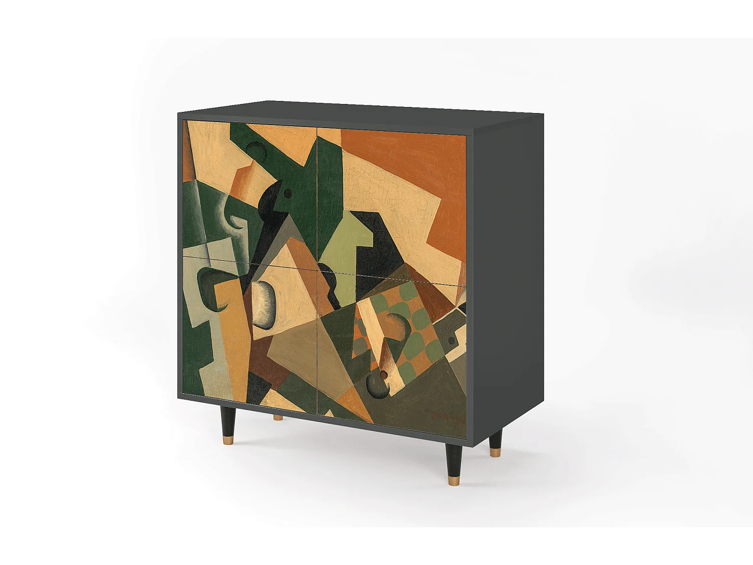 Sideboard - 94x96x48 cm - BS3 - Glass and Checkerboard, Anthrazit