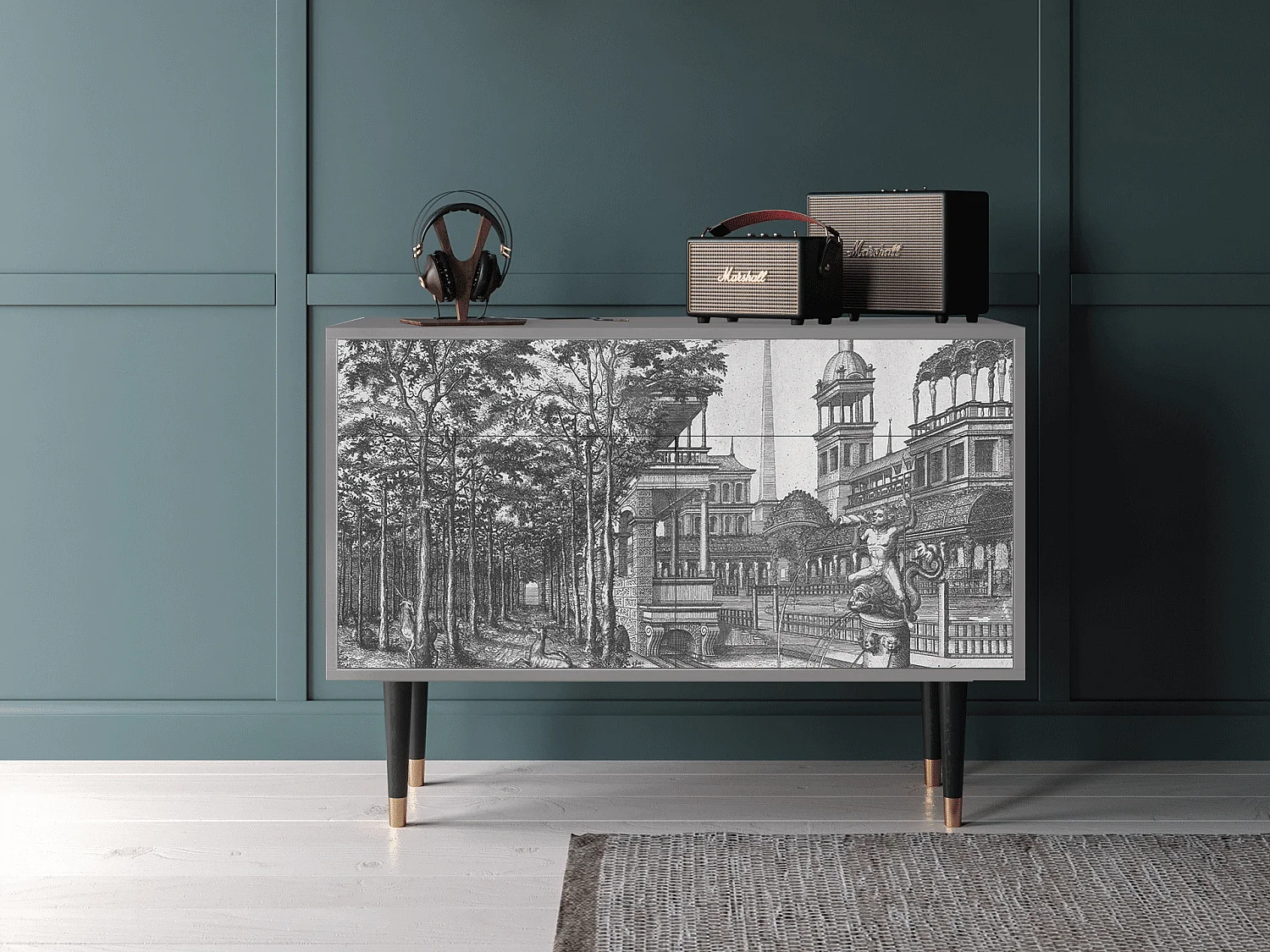 Buffet - 115x85x48 cm - BS4 - View of the Piazza, Gris