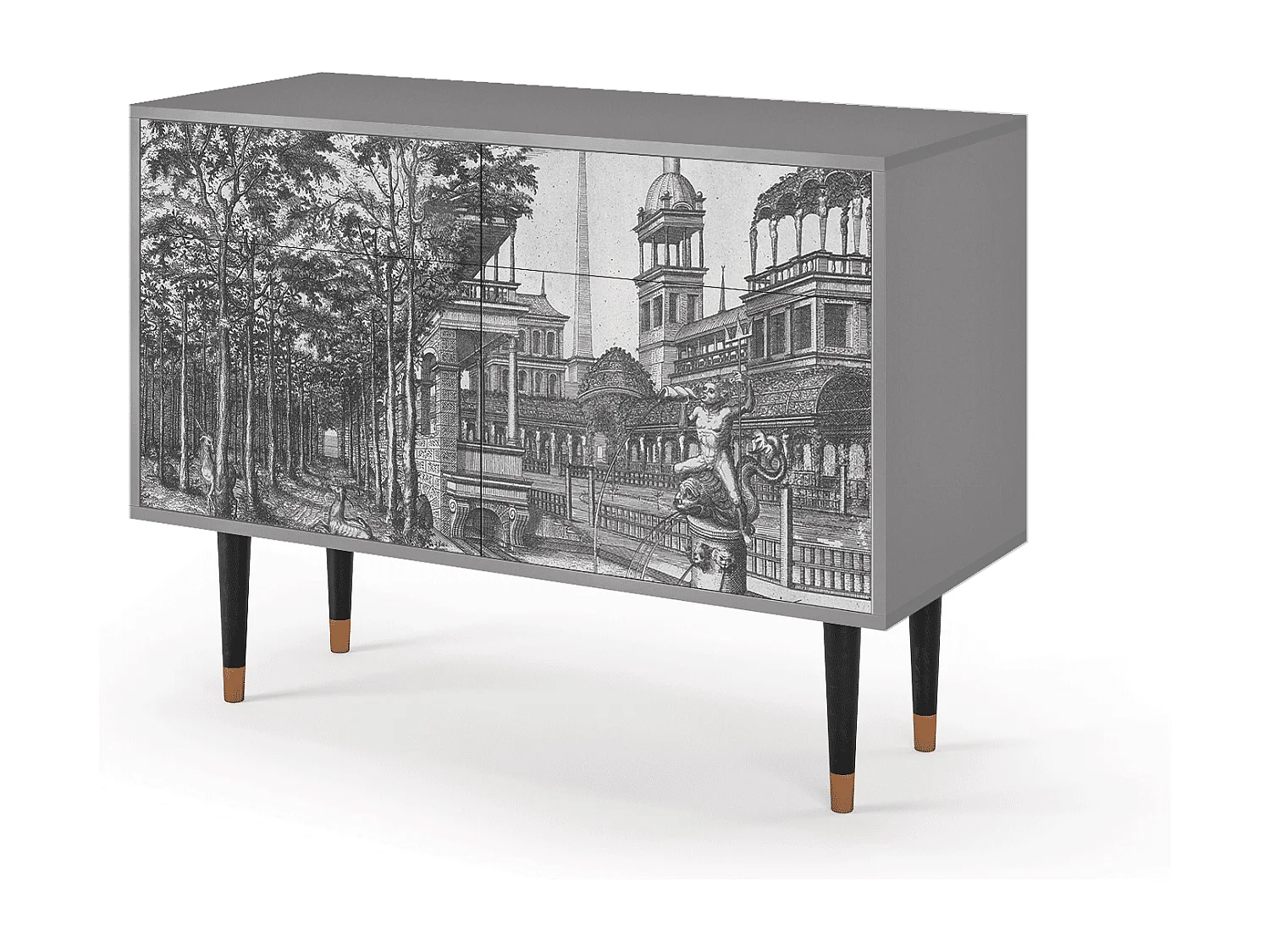 Kredens - 115x85x48 cm - BS4 - View of the Piazza, Szary