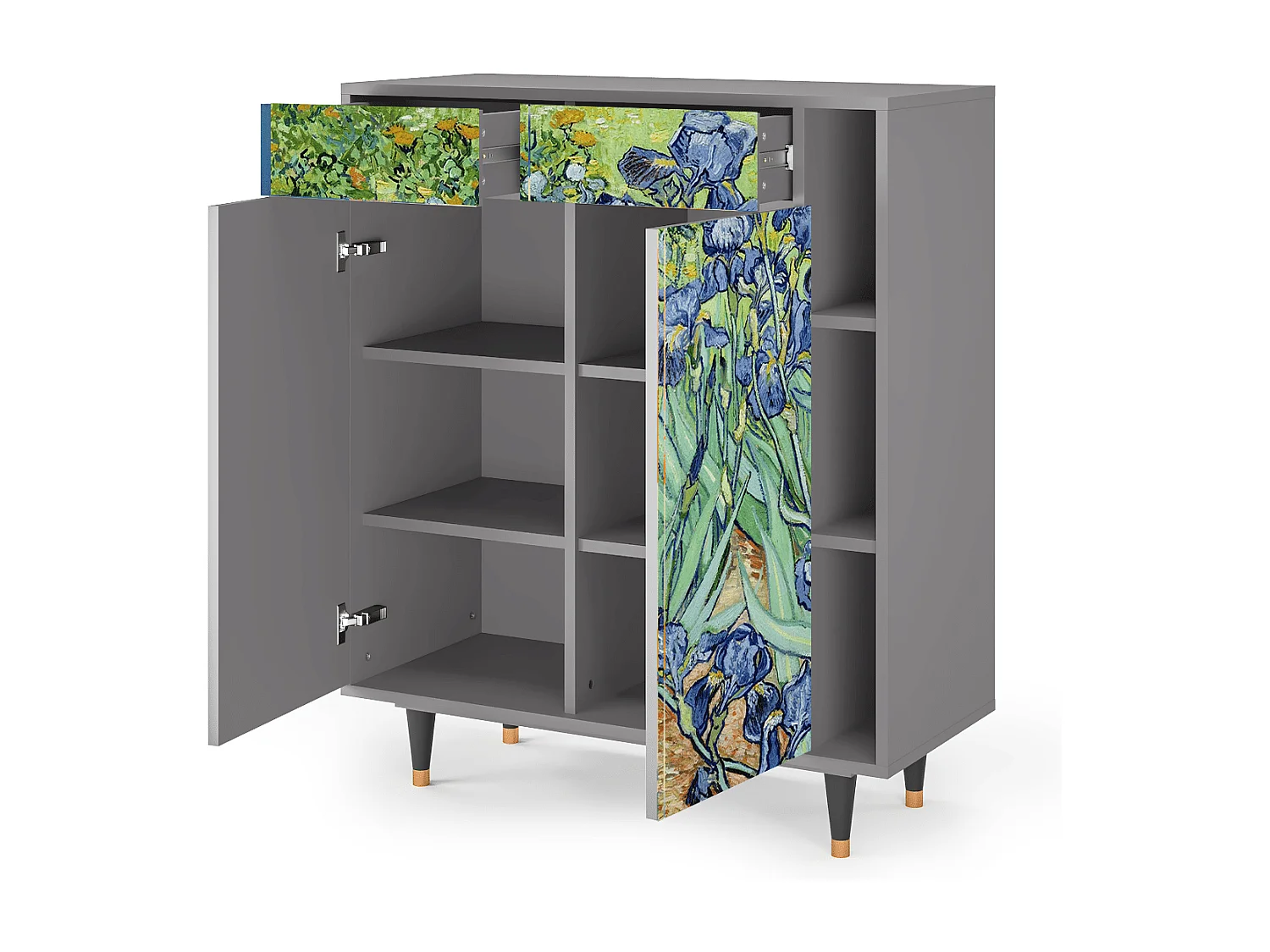 Kredens - 96х110х41 cm - BS6 - Irises , Szary