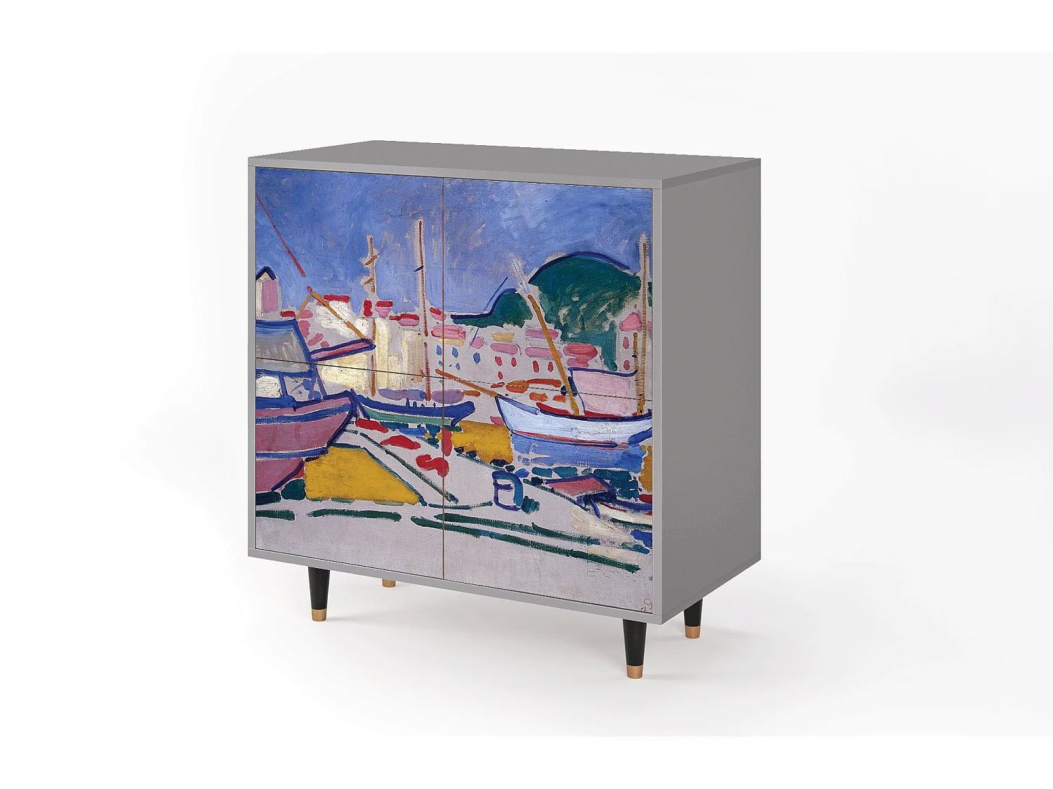 Buffet - 94x96x48 cm - BS3 - The Port of Collioure , Gris