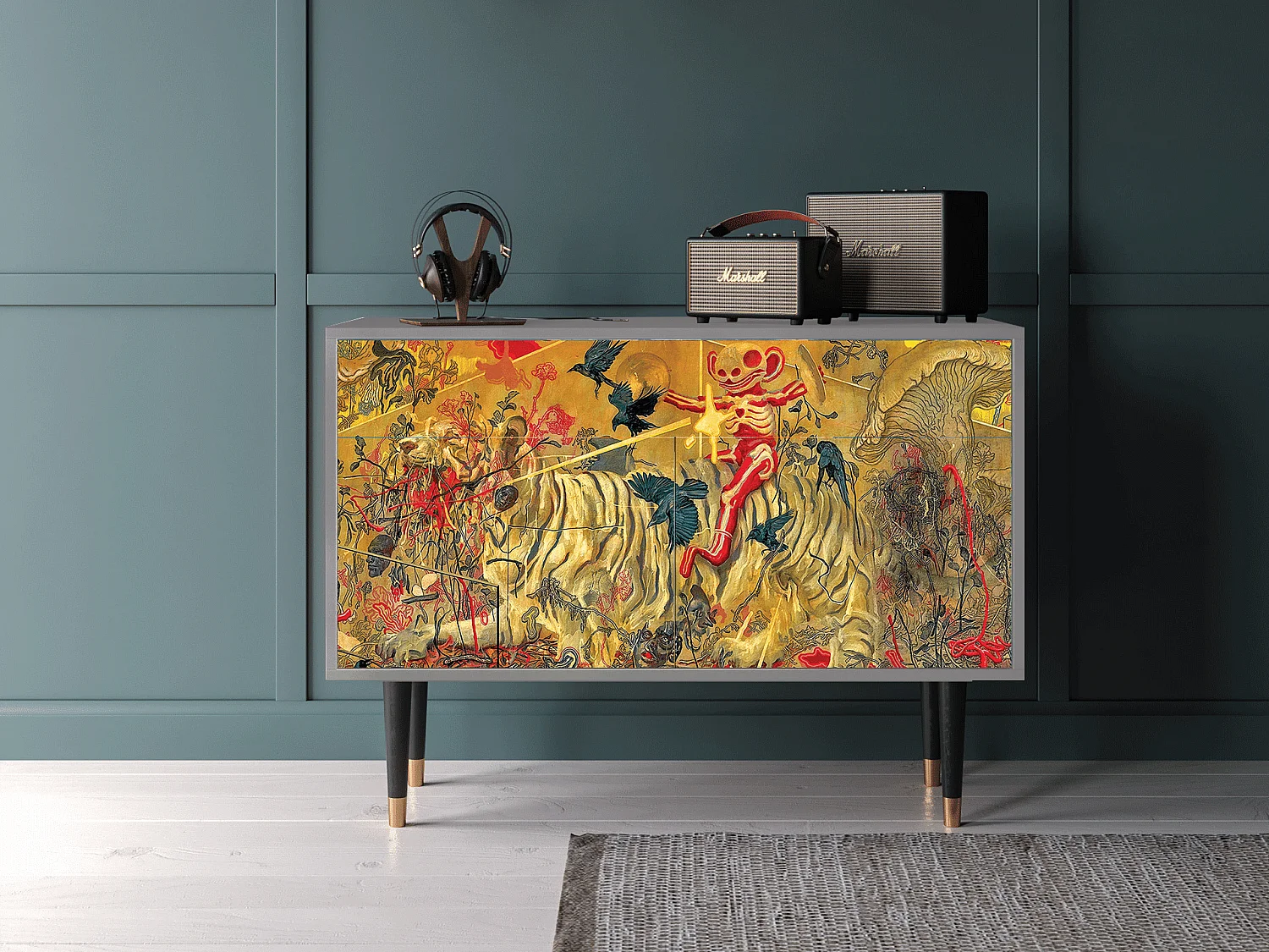 Aparador - 115x85x48 cm - BS4 - Blood by James Jean, Cinza