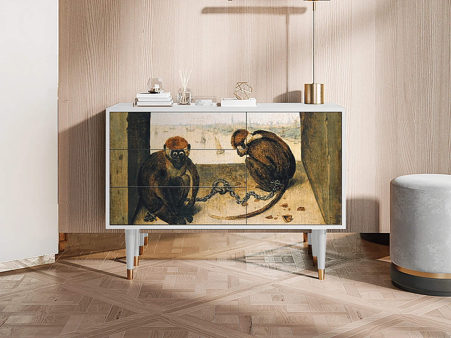 Kredens - 115х84х41 cm - S3 - Two Monkeys, Biały