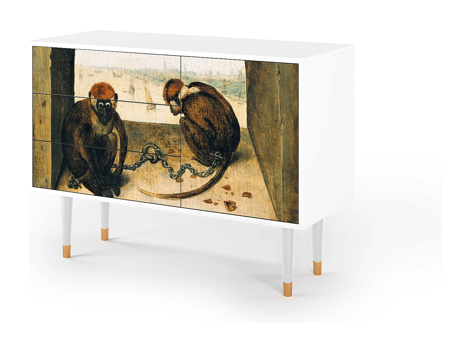 Kredens - 115х84х41 cm - S3 - Two Monkeys, Biały