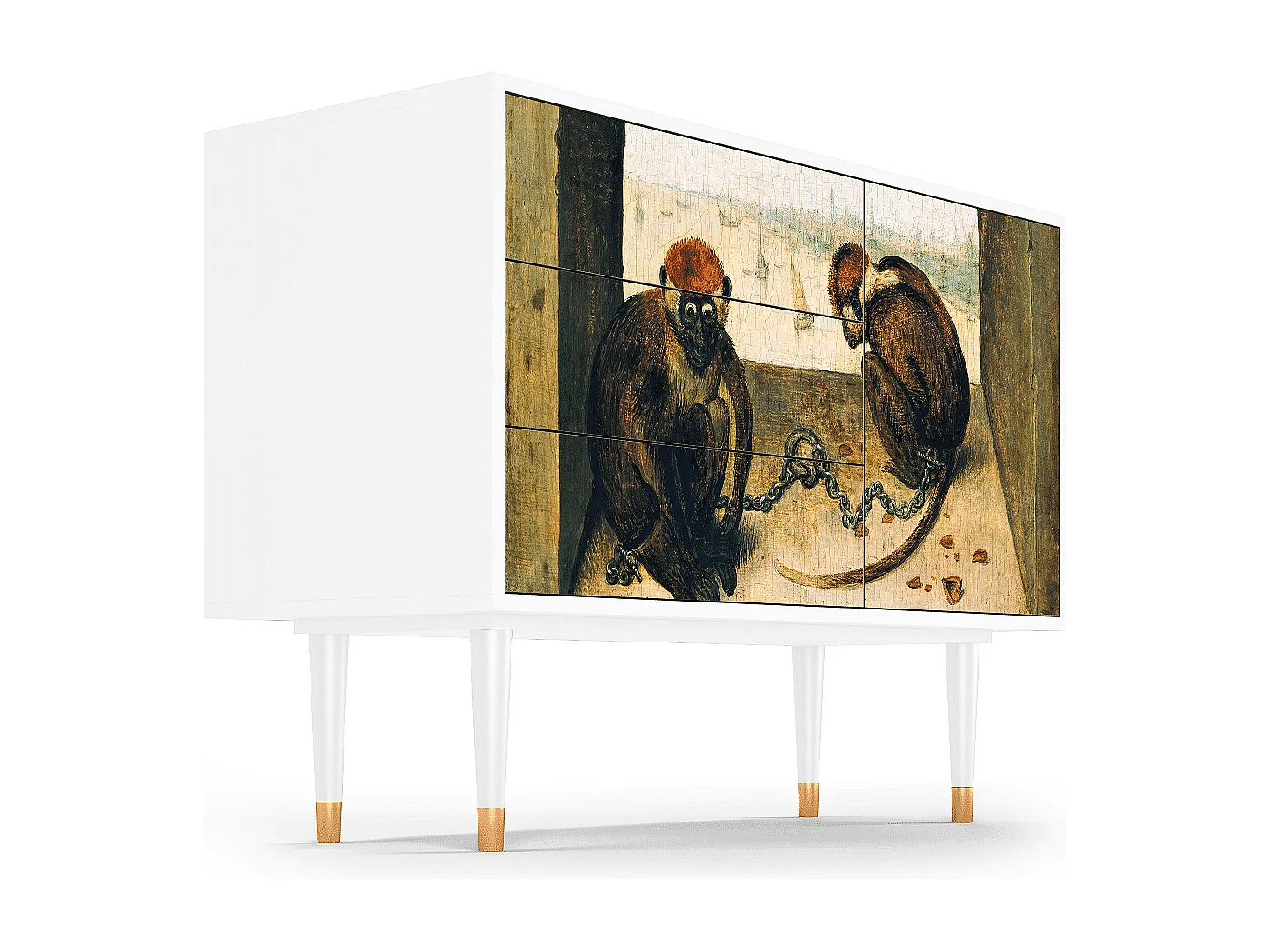 Kredens - 115х84х41 cm - S3 - Two Monkeys, Biały