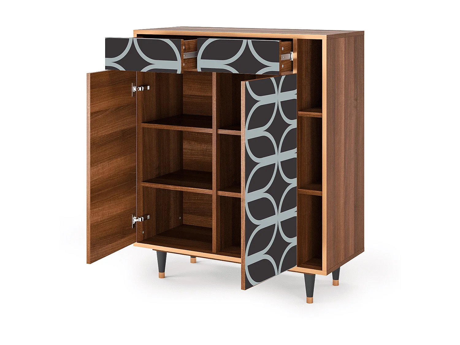 Kredens - 96х110х41 cm - BS6 - Braided Blue, Orzech