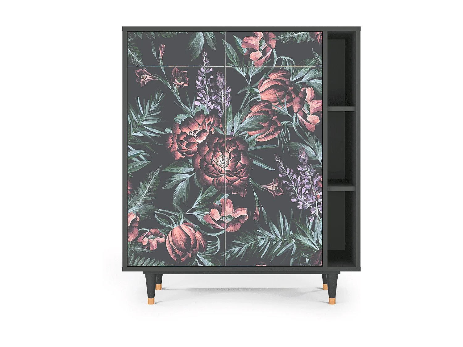 Sideboard - 96х110х41 cm - BS6 - Dark Peonies, Anthrazit