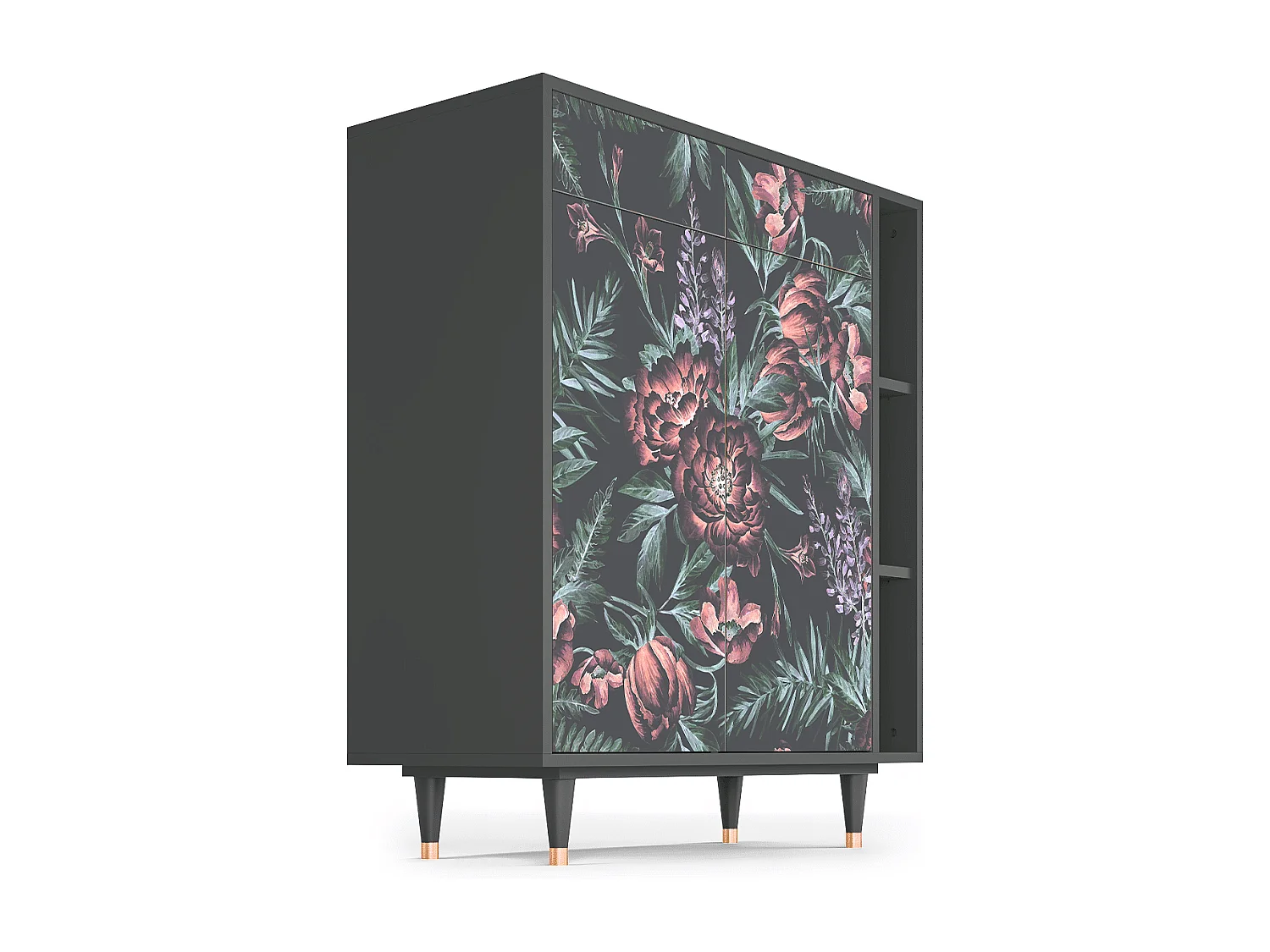 Sideboard - 96х110х41 cm - BS6 - Dark Peonies, Anthrazit