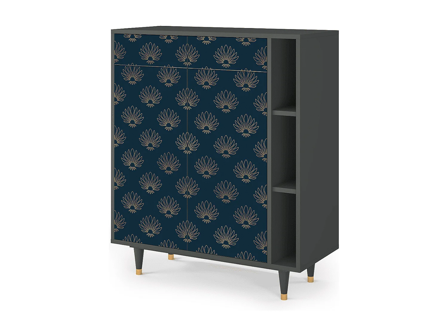 Kredens - 96х110х41 cm - BS6 - Blue Lotus, Antracyt