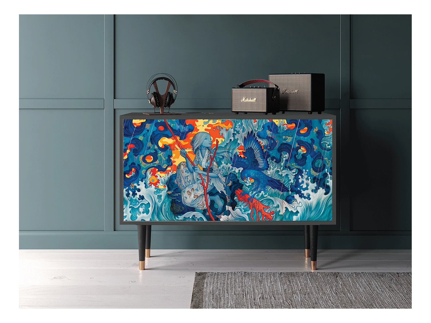 Sideboard - 115x85x48 cm - BS4 - The Girl - James Jean, Anthrazit