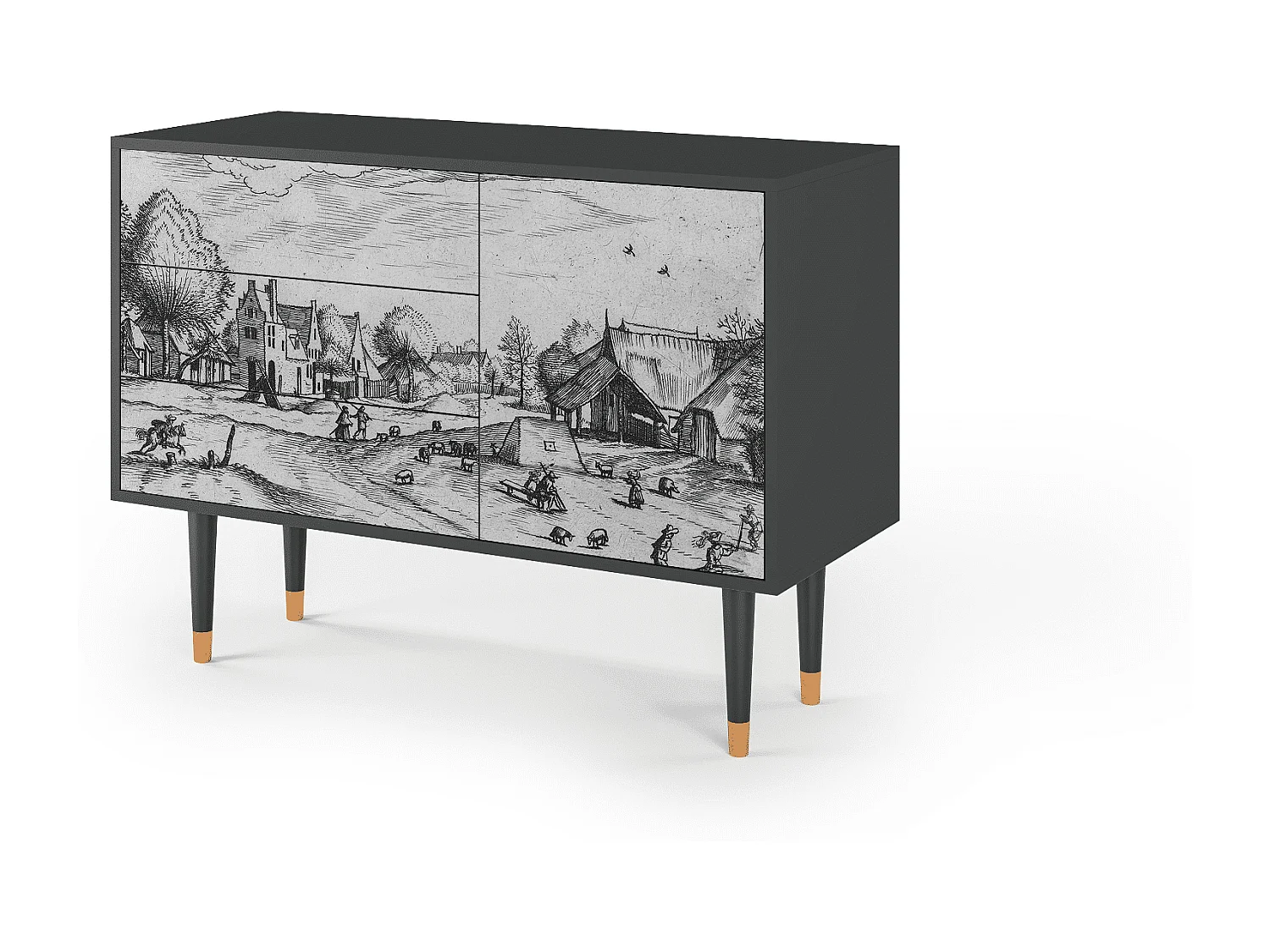 Kredens - 115х84х41 cm - S3 - Country Village, Antracyt