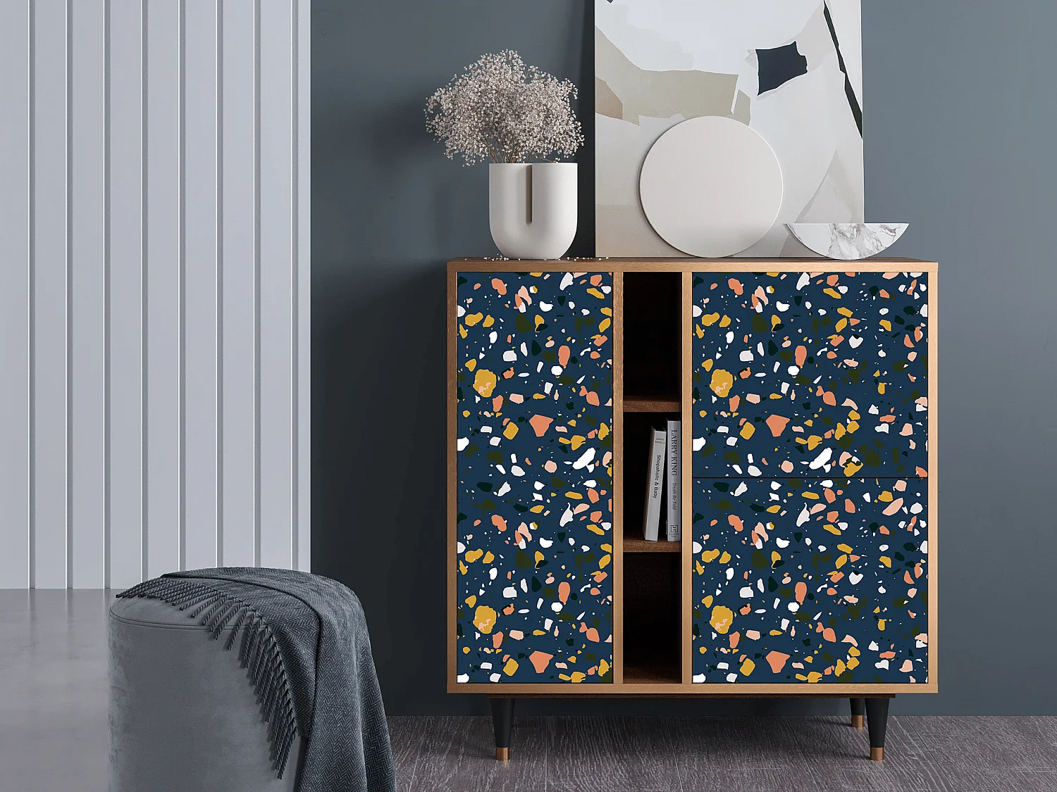 Kredens - 94х96х41 cm - BS5 - Night Sky Langhterns, Orzech