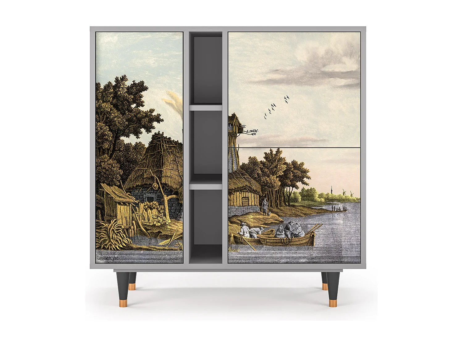 Kredens - 94х96х41 cm - BS5 - Mill along a River, Szary