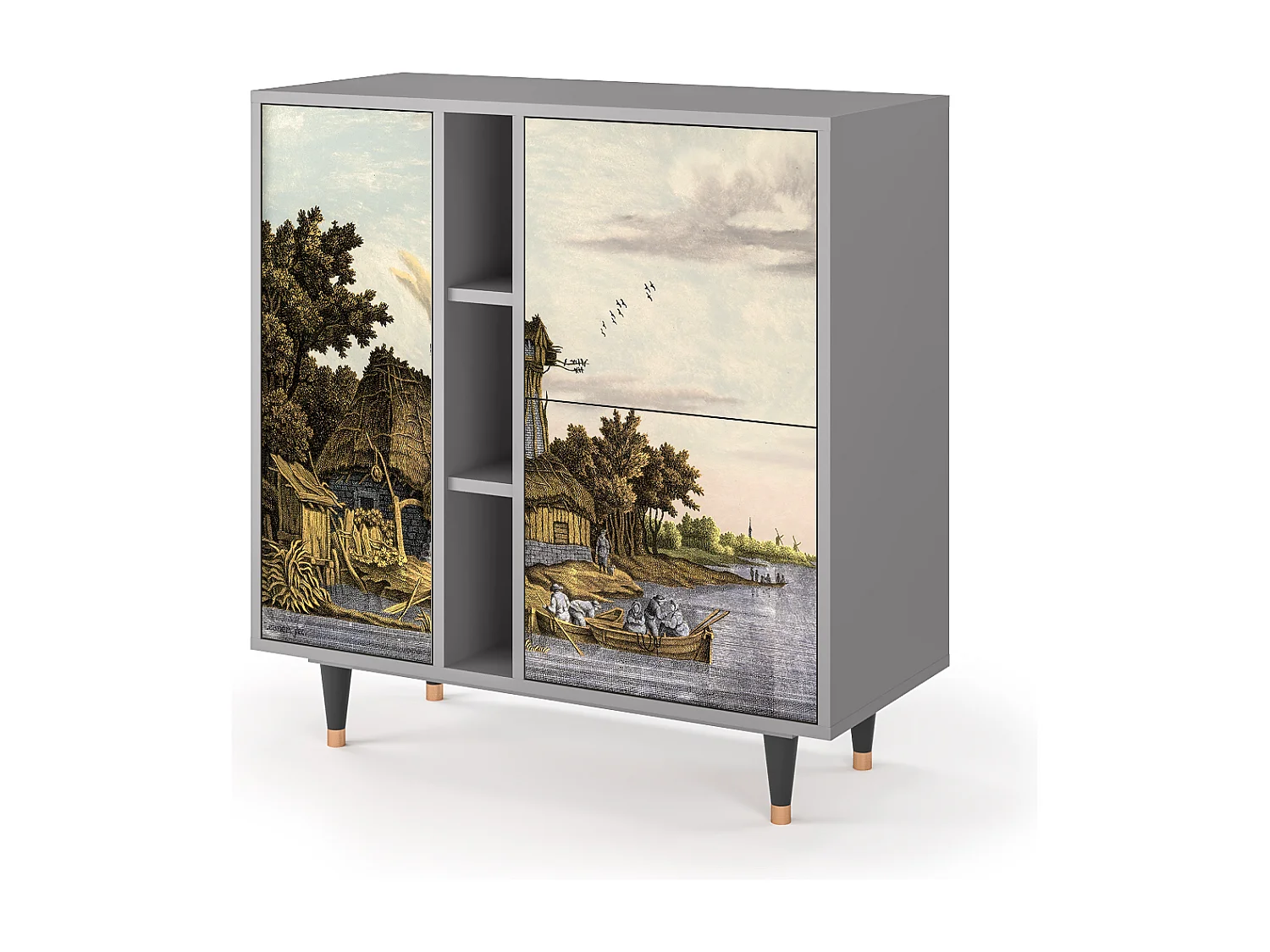 Kredens - 94х96х41 cm - BS5 - Mill along a River, Szary