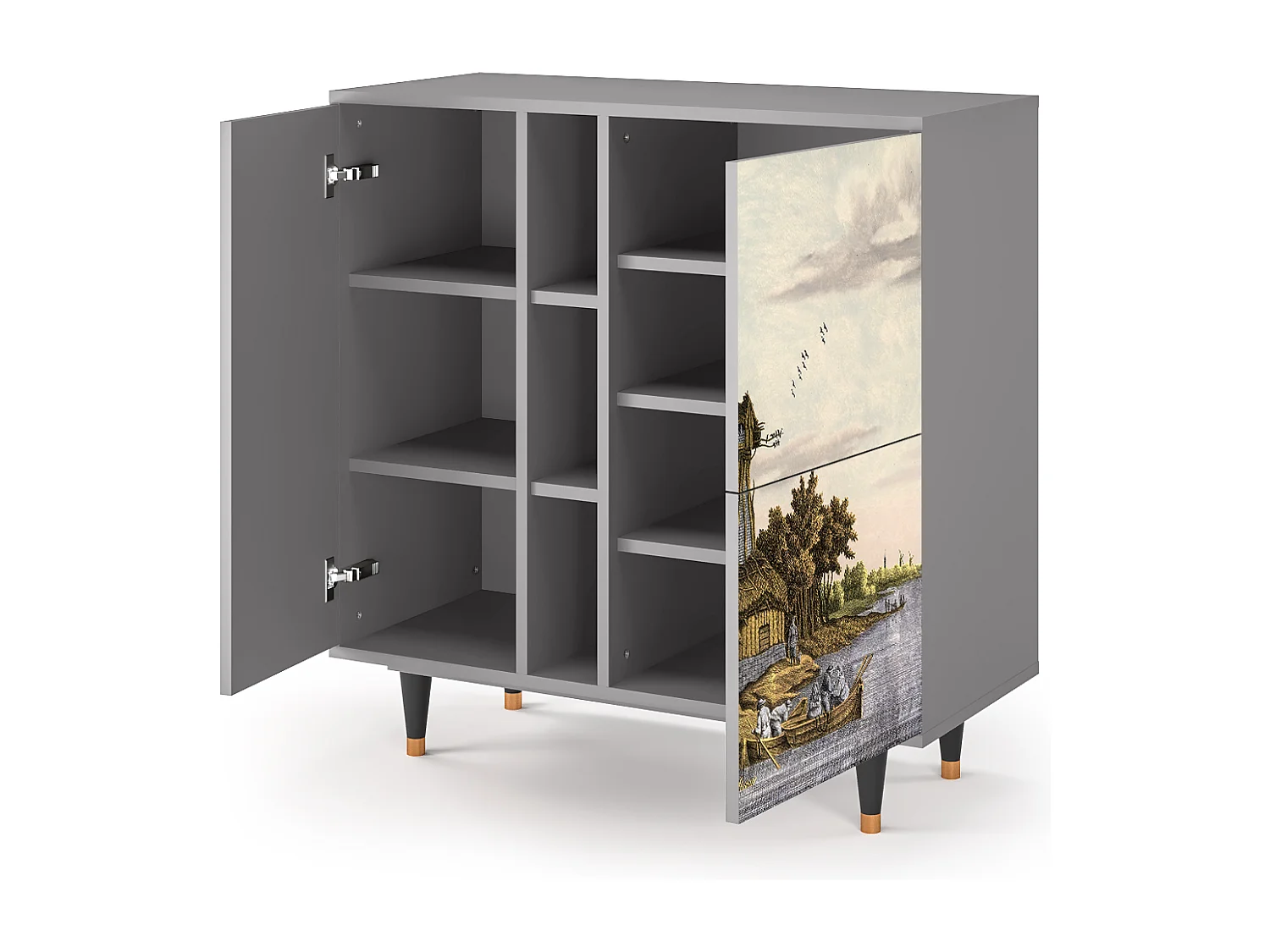 Kredens - 94х96х41 cm - BS5 - Mill along a River, Szary