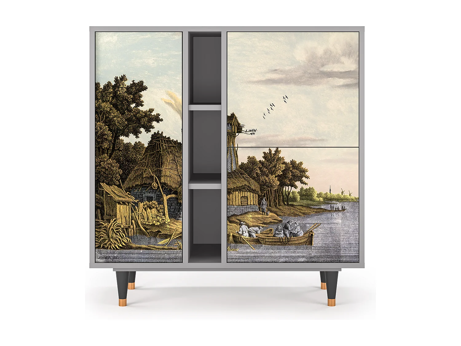 Kredens - 94х96х41 cm - BS5 - Mill along a River, Szary