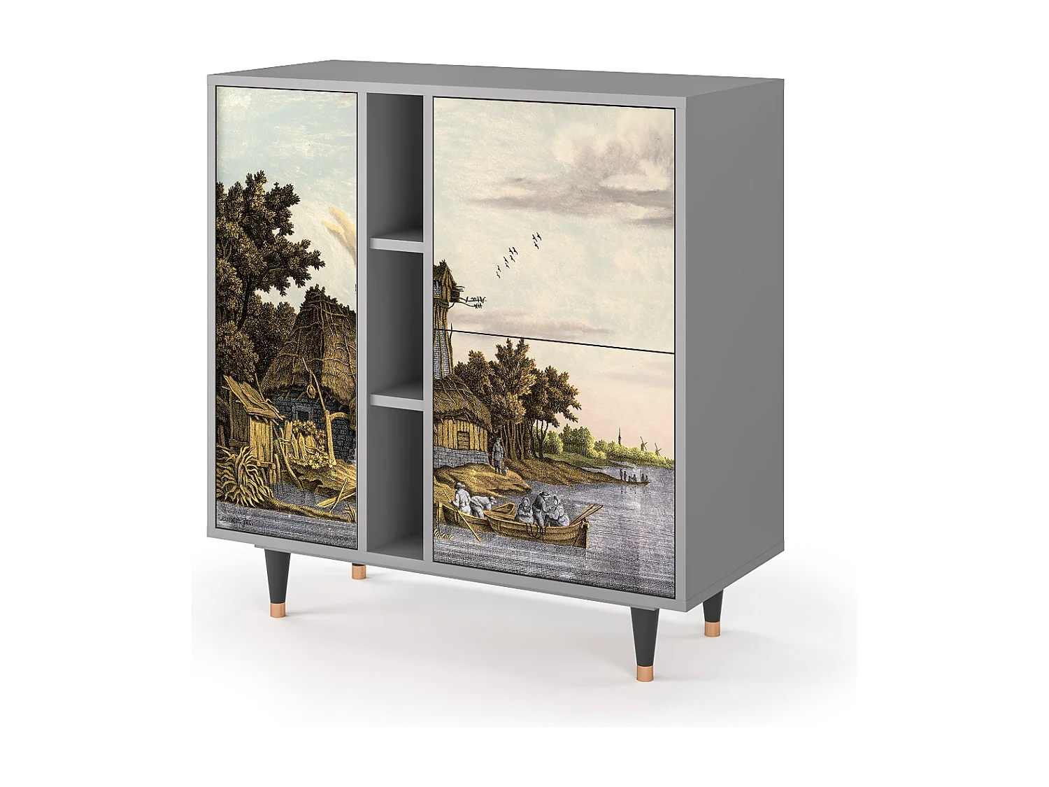 Kredens - 94х96х41 cm - BS5 - Mill along a River, Szary