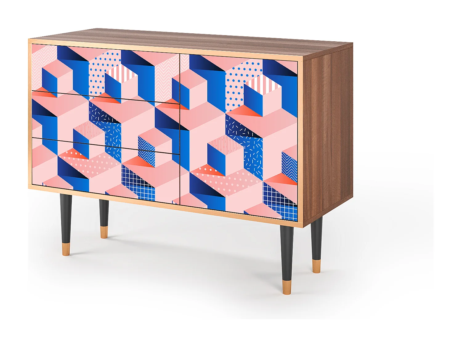 Buffet - 115х84х41 cm - S3 - Pinky Squares, Noyer