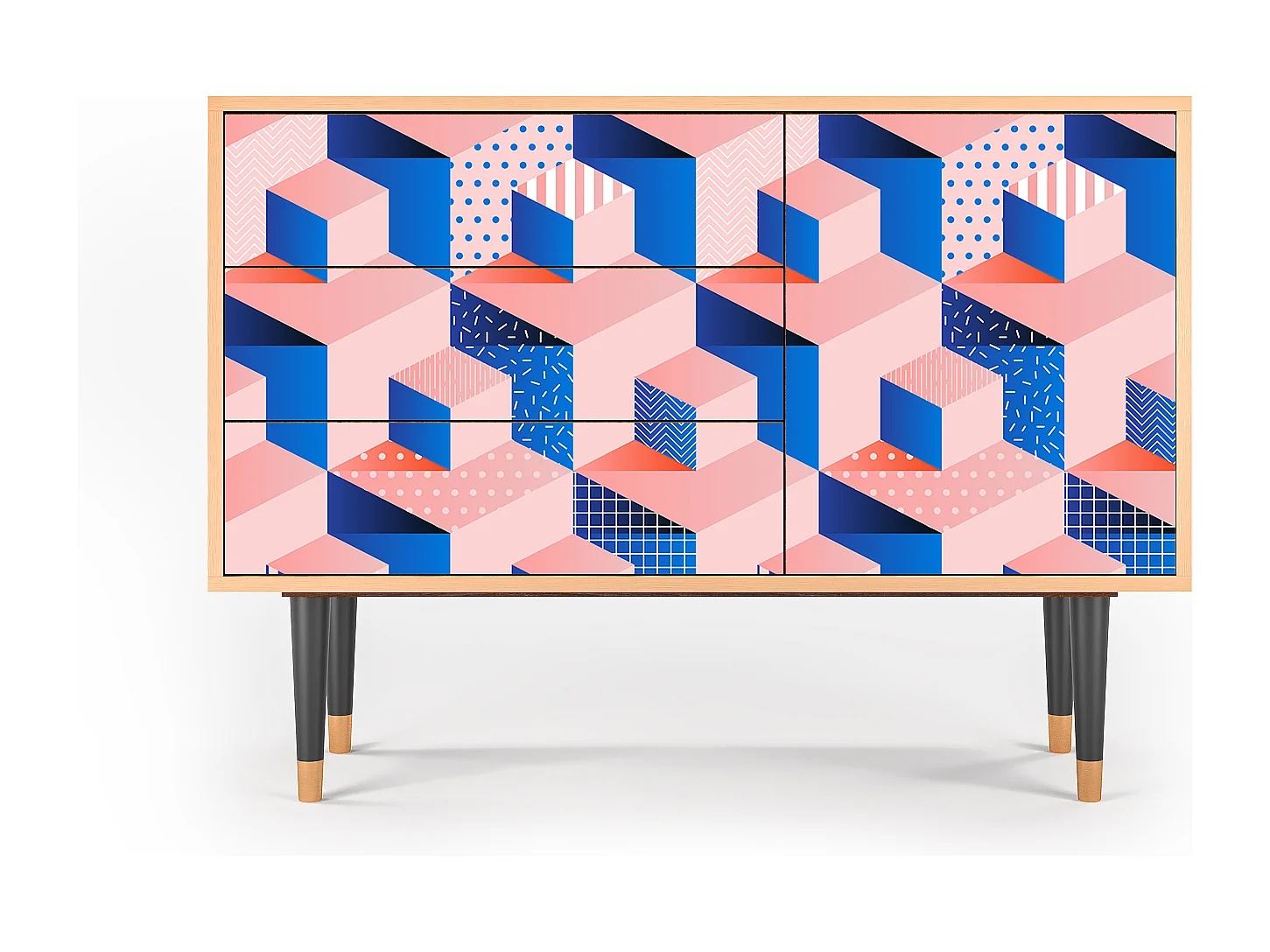Credenza - 115х84х41 cm - S3 - Pinky Squares, Noce