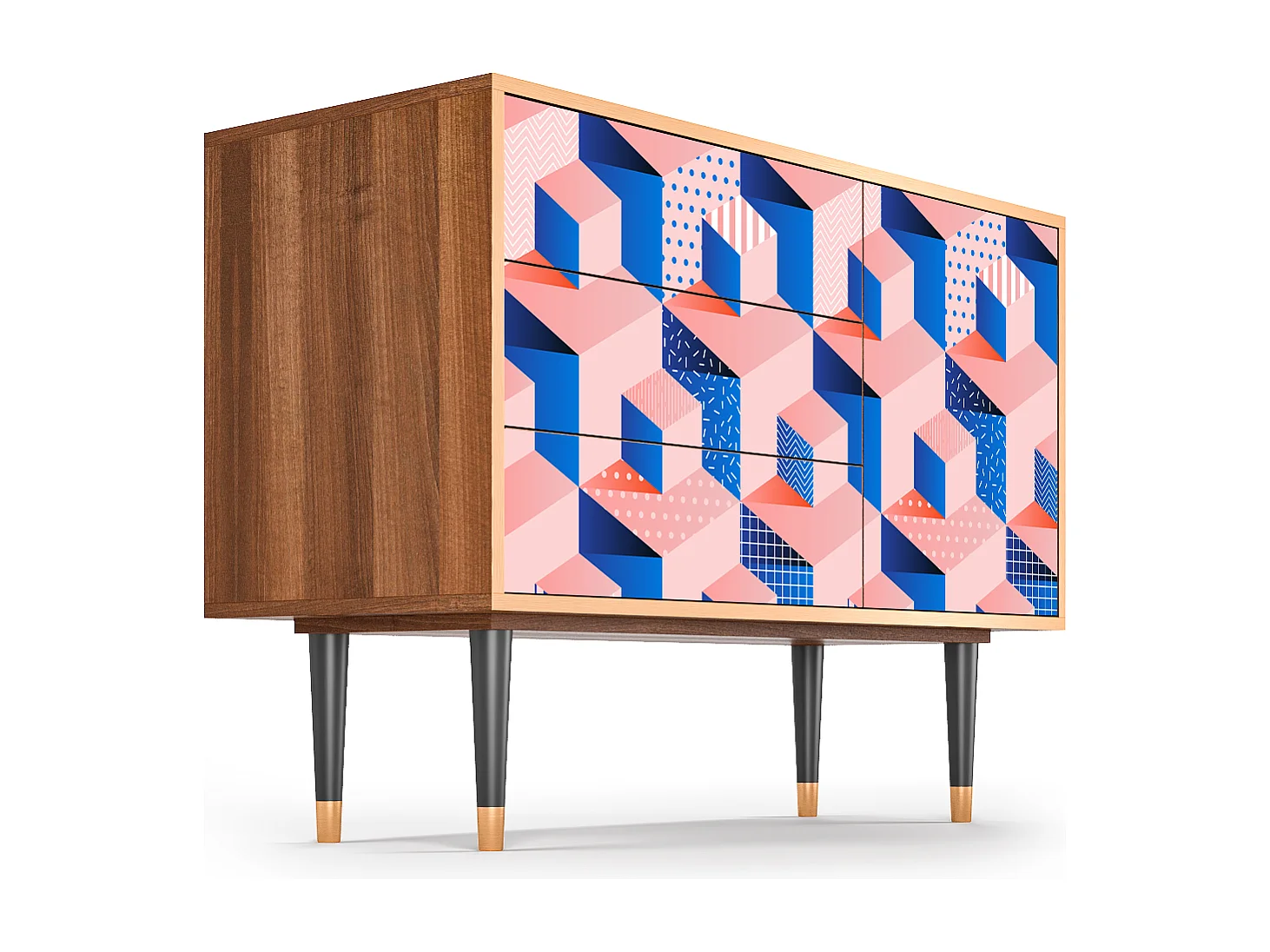 Credenza - 115х84х41 cm - S3 - Pinky Squares, Noce