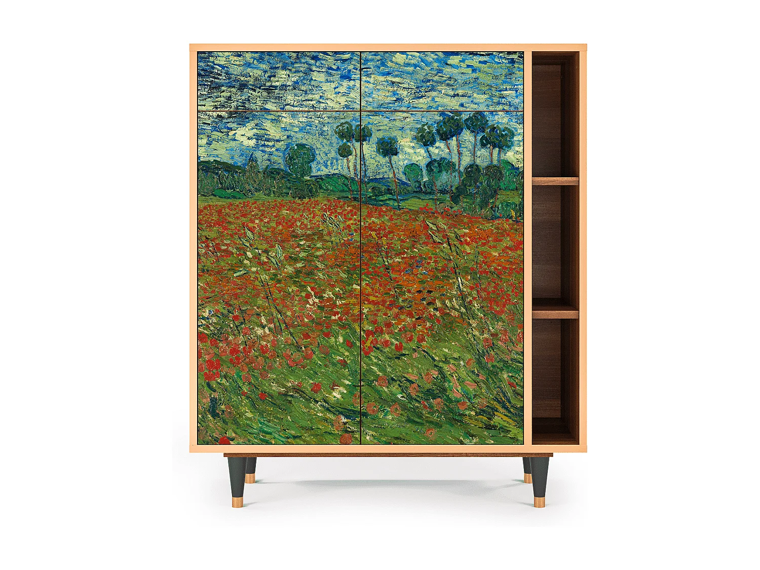 Kredens - 96х110х41 cm - BS6 - Poppy field by van Gogh, Orzech