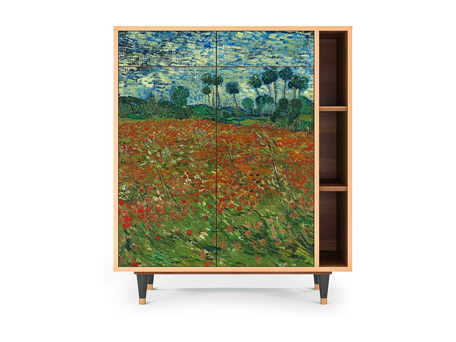Credenza - 96х110х41 cm - BS6 - Poppy field by van Gogh, Noce