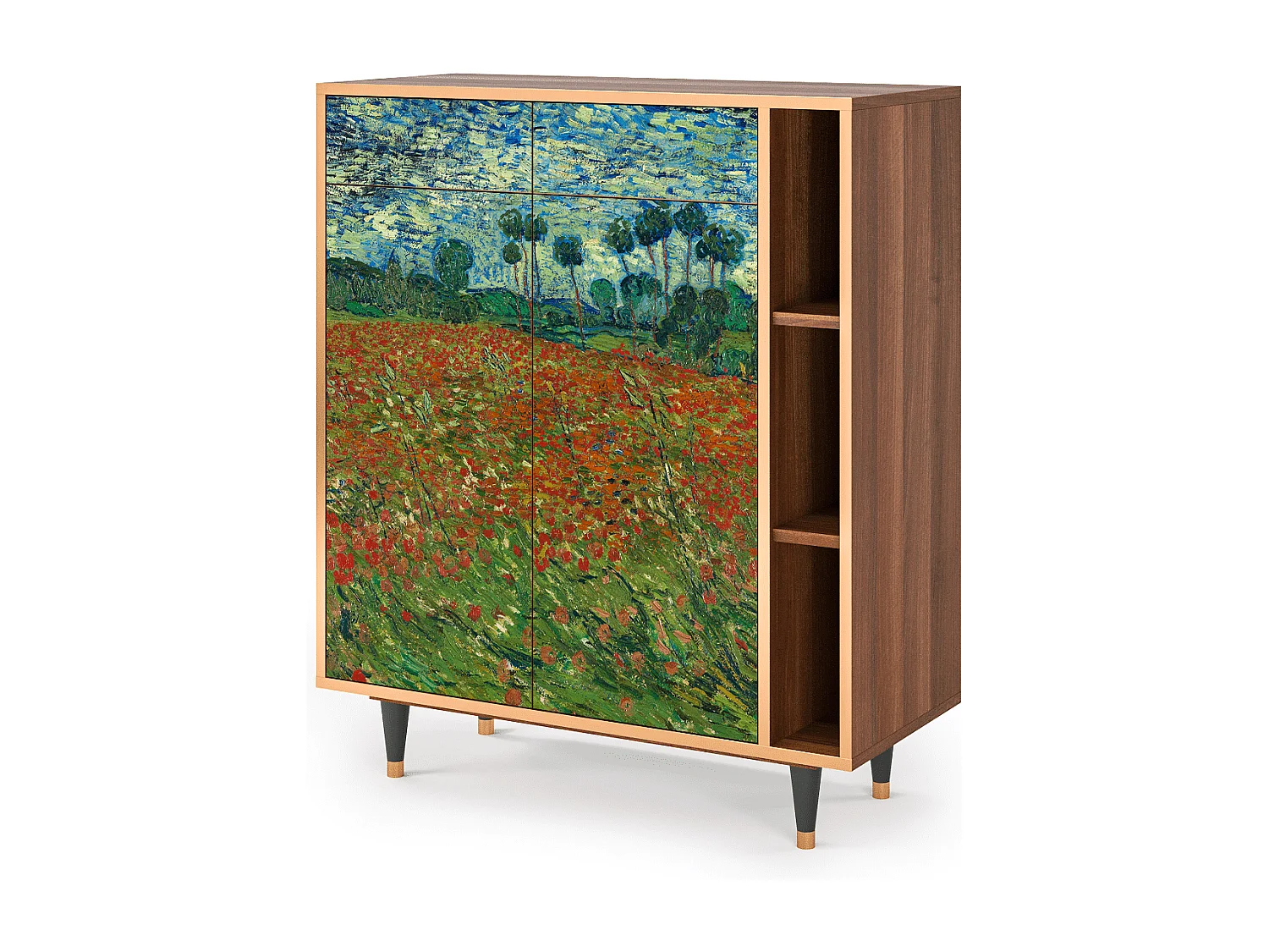 Credenza - 96х110х41 cm - BS6 - Poppy field by van Gogh, Noce