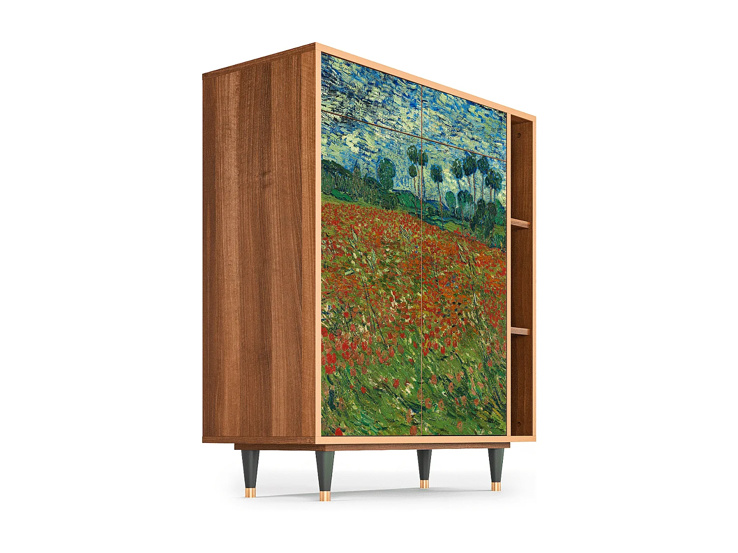 Credenza - 96х110х41 cm - BS6 - Poppy field by van Gogh, Noce