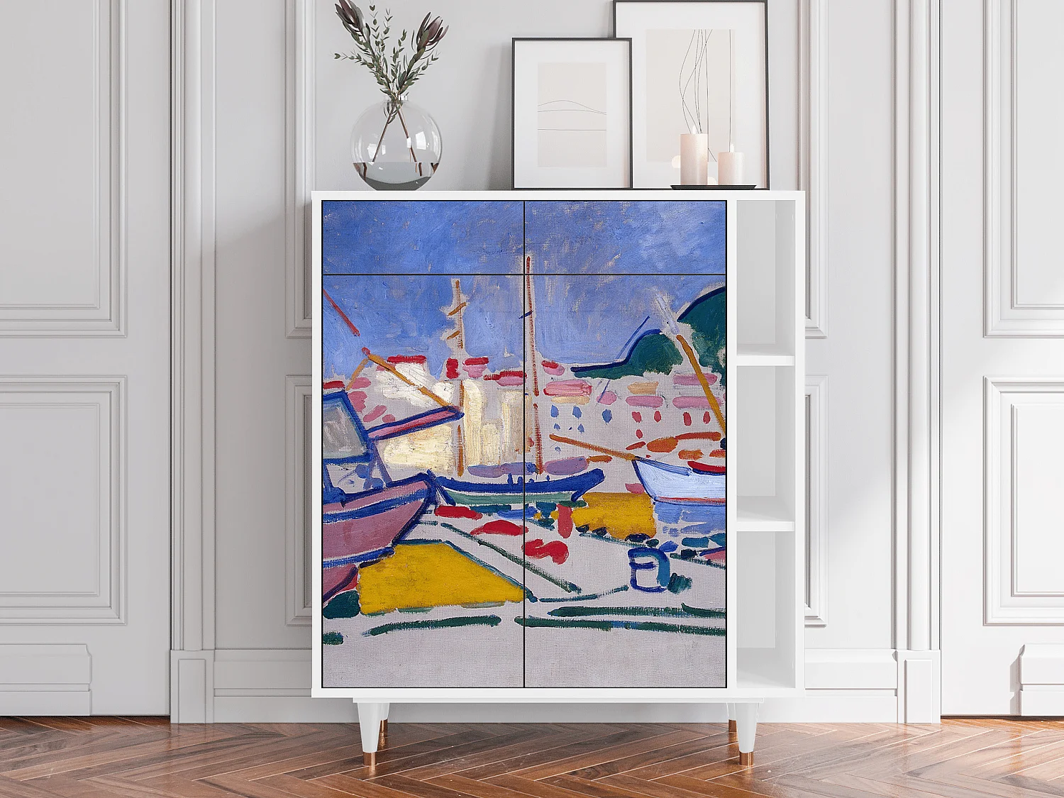 Kredens - 96х110х41 cm - BS6 - The Port of Collioure , Biały